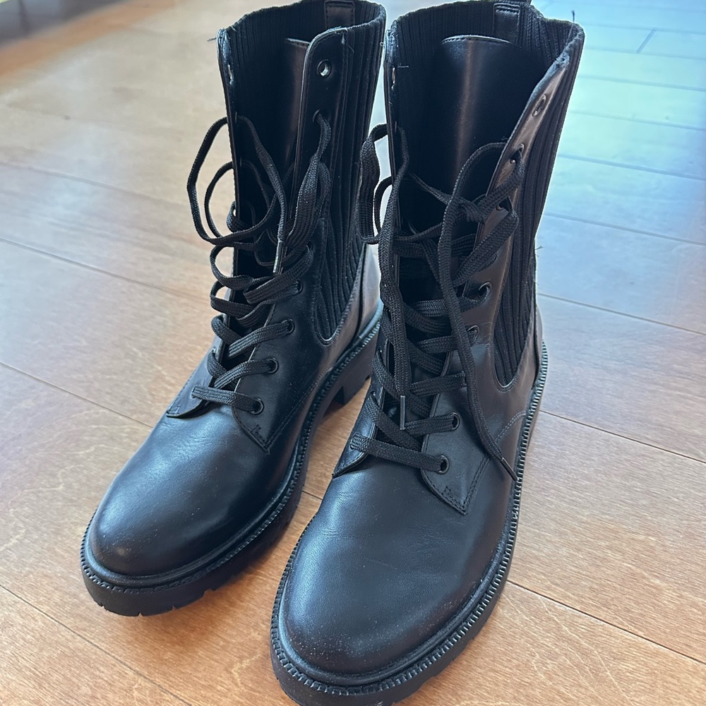 Black Leather Combat Boots